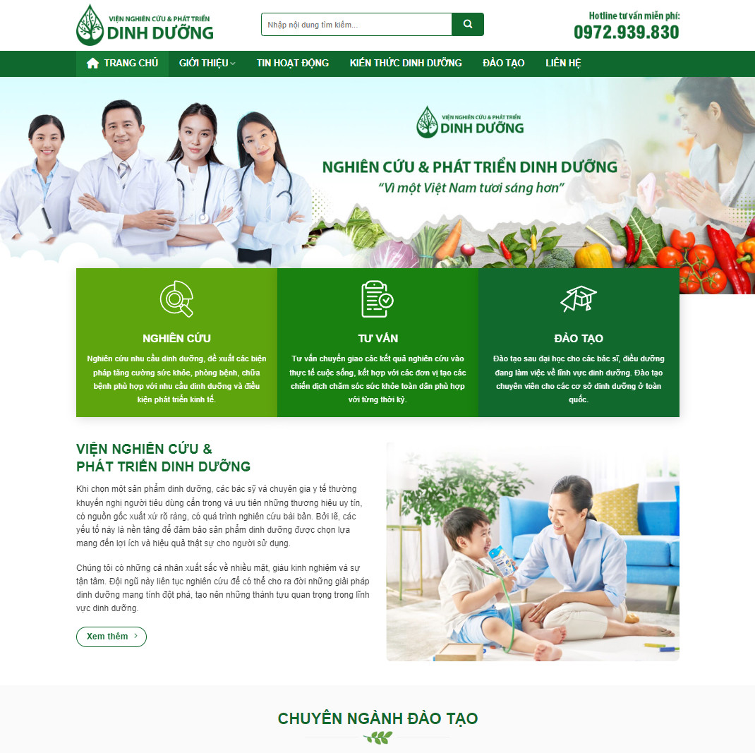 Mẫu website giới thiệu 02 – giới thiệu viện nghiên cứu