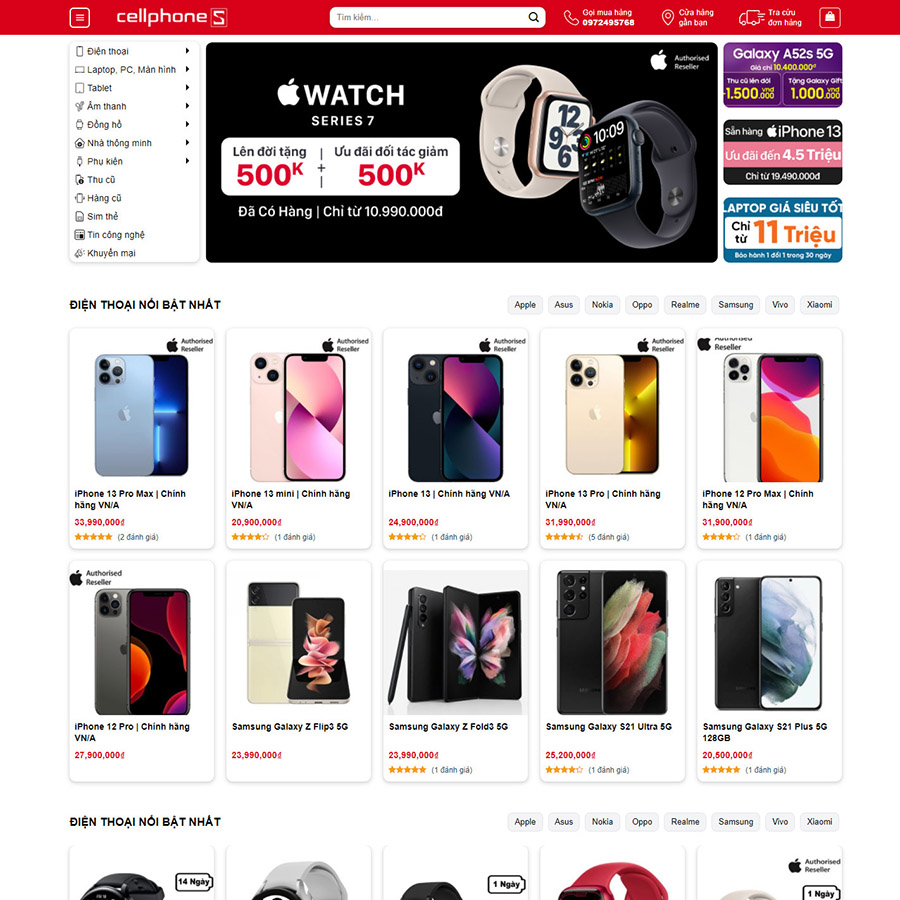 Mẫu Mẫu website bán điện thoại 05 – Cellphone