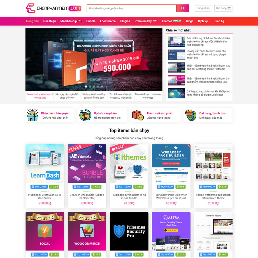 Mẫu website bán code – phần mềm