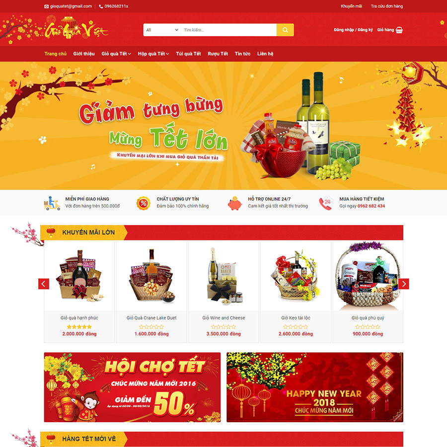 Mẫu website bán quà tết – giới thiệu sản phẩm