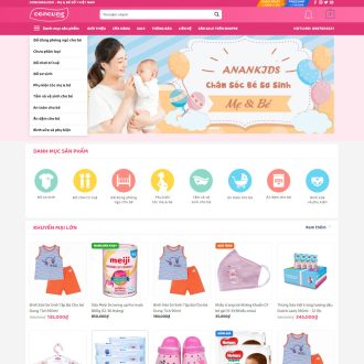 Mẫu website bách hóa 04 – đồ trẻ em, mẹ và bé giống con cưng