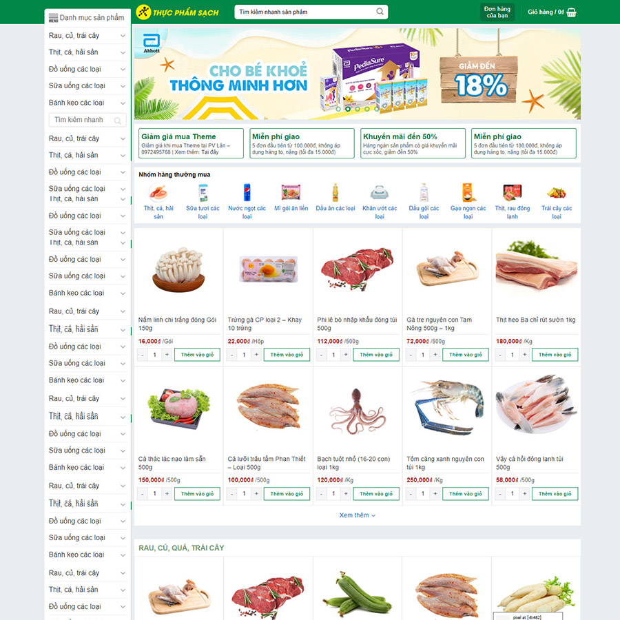 Mẫu website bách hóa xanh cao cấp