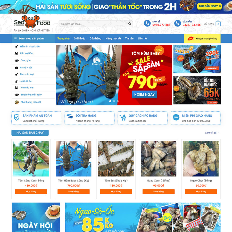 Mẫu website bán hải sản