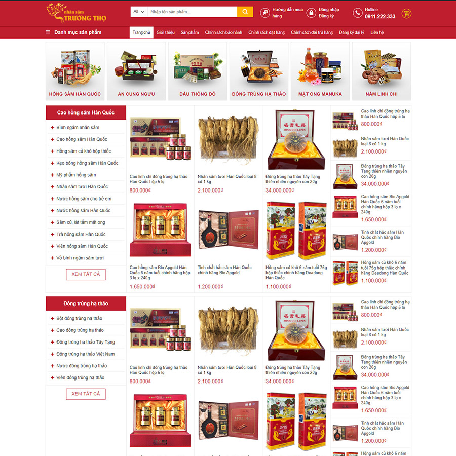 Mẫu website bán nhân sâm 01