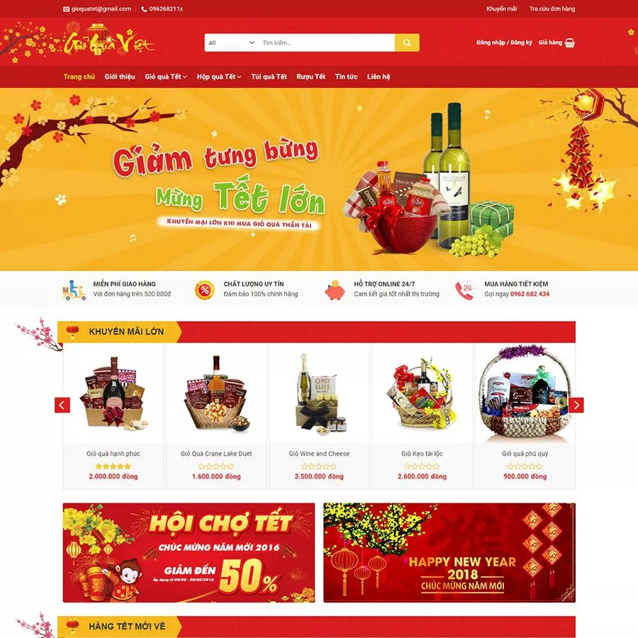 Mẫu website bán quà tết – giới thiệu sản phẩm