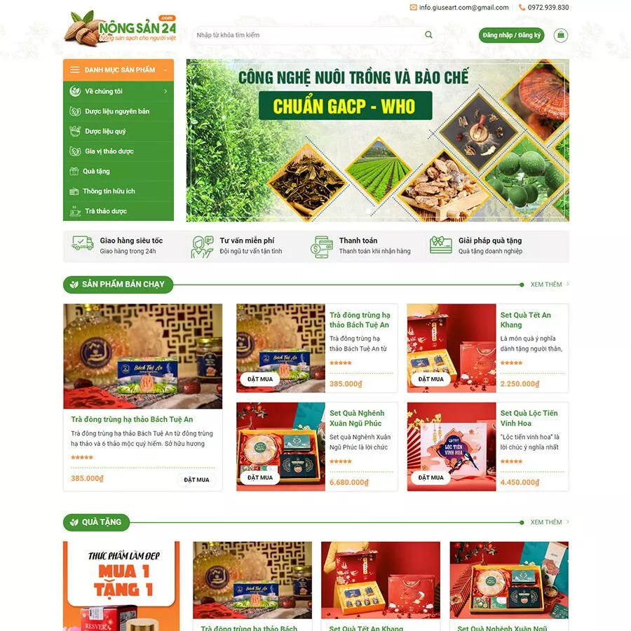 Mẫu website bán quà tặng cao cấp