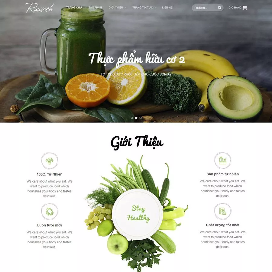 Mẫu website thực phẩm hữu cơ
