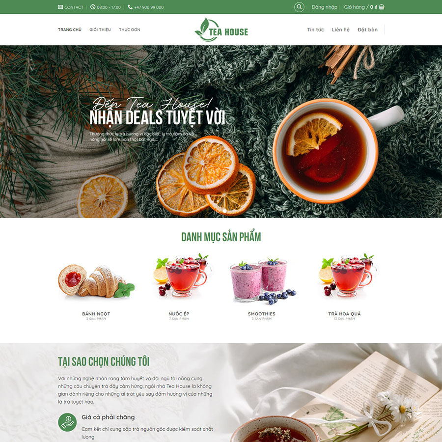 Mẫu website bán trà sữa, thức uống giải khát
