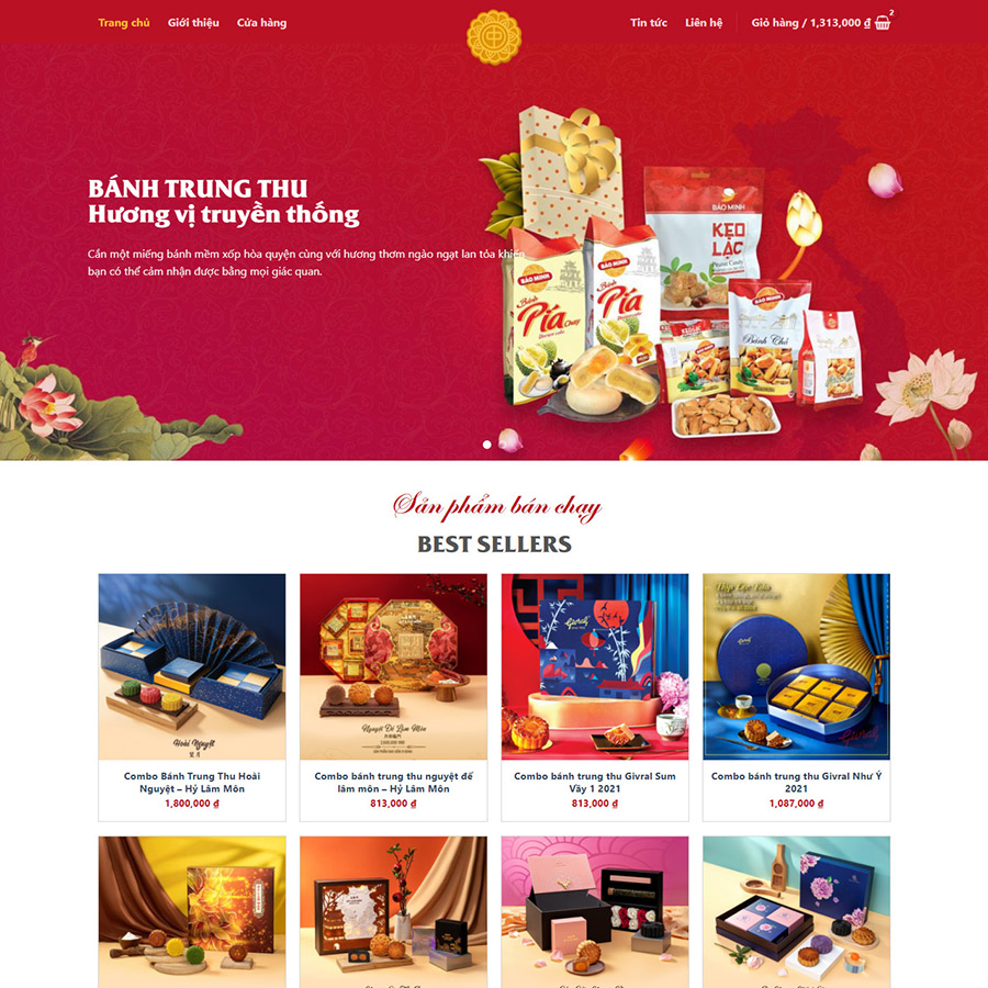 Mẫu website bán trung thu, bánh ngọt