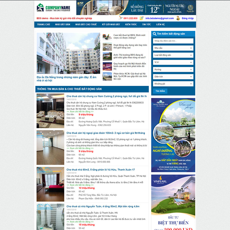 Mẫu website bất động sản 33