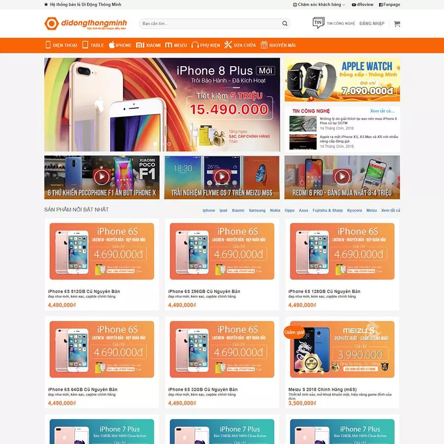 Mẫu website di động thông minh