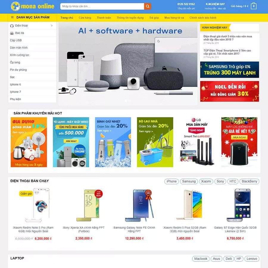 Mẫu website điện máy xanh