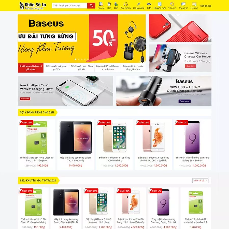Mẫu website bán phụ kiện điện thoại