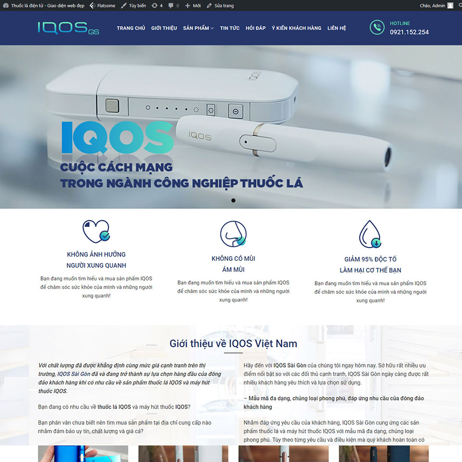 Mẫu website thuốc lá điện tử