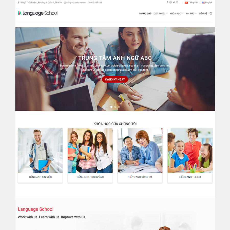 Mẫu website trung tâm anh ngữ