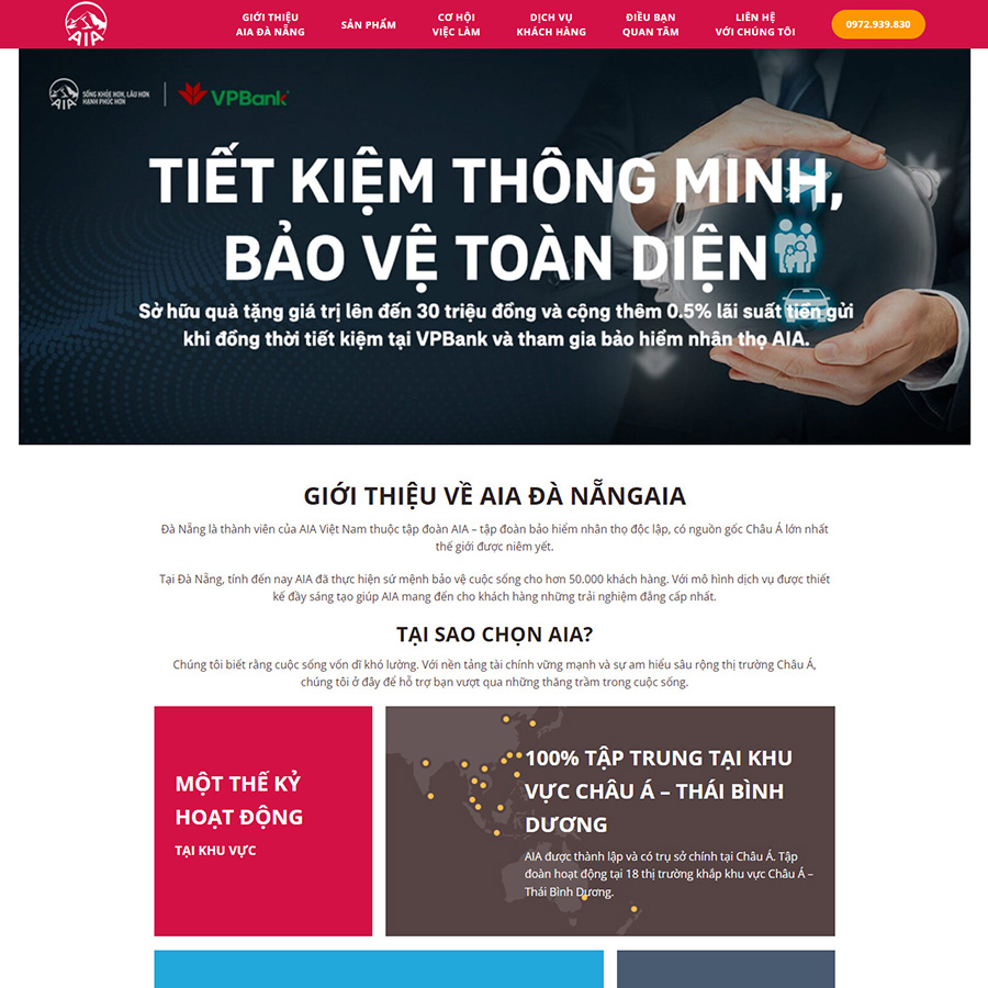 Mẫu website giới thiệu bảo hiểm AIA