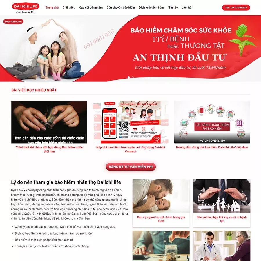 Mẫu website bảo hiểm daichi