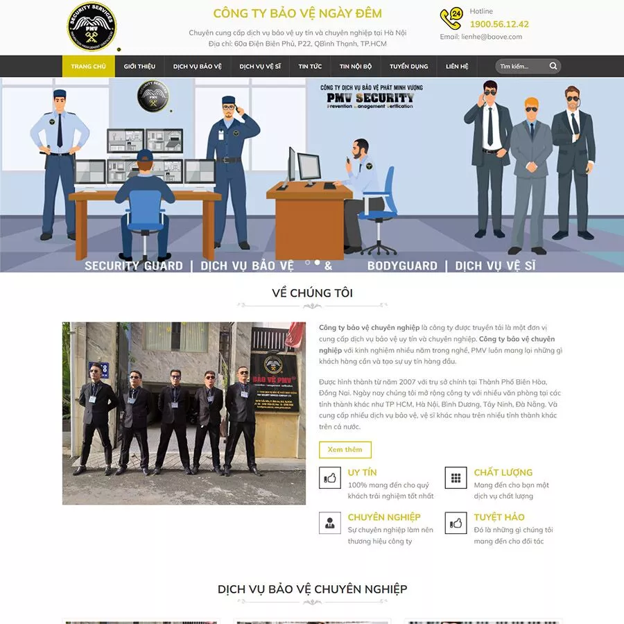 Mẫu website dịch vụ bảo vệ 01