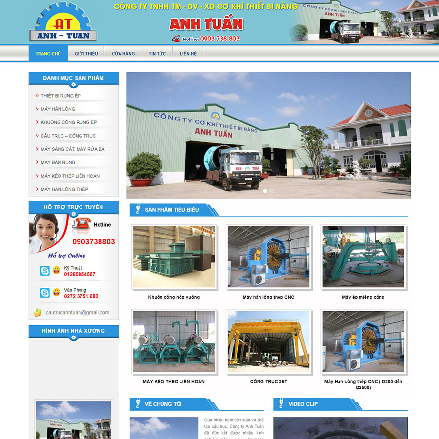 Mẫu website bán thiết bị cẩu trục