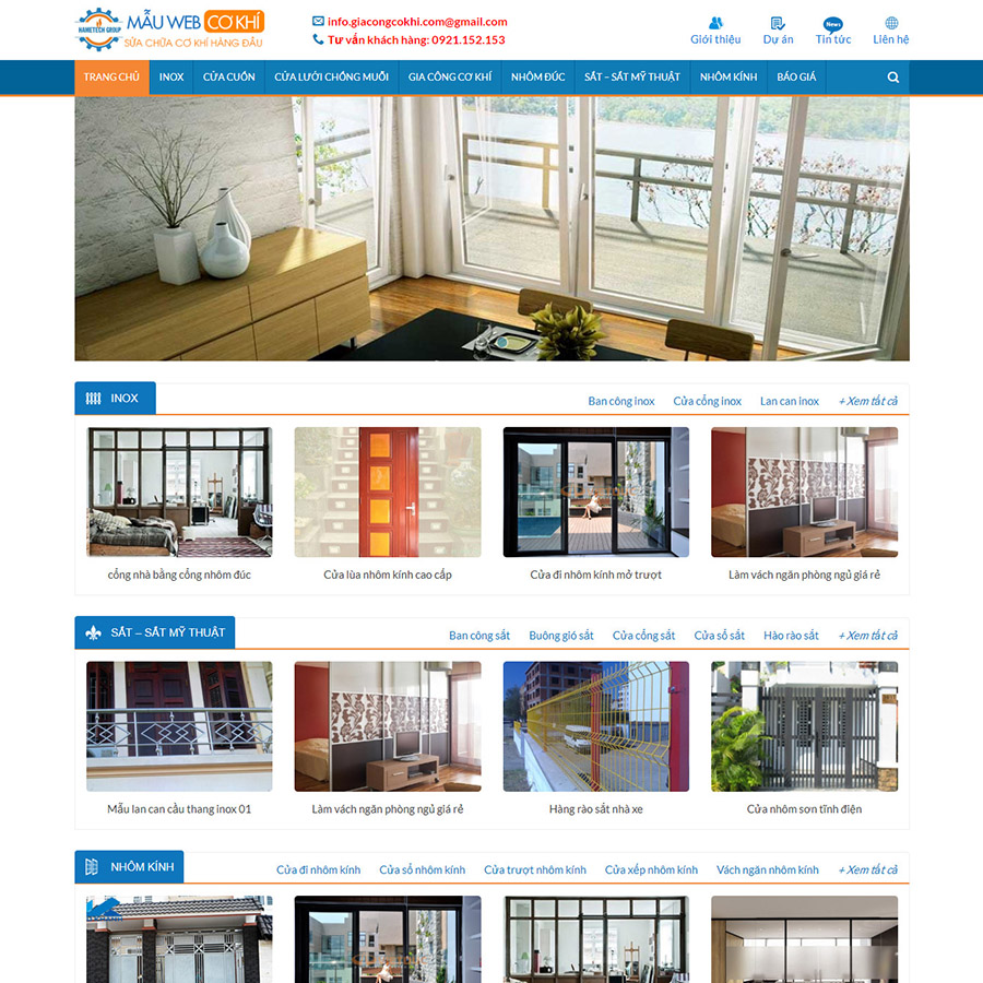 Mẫu website gia công cơ khí