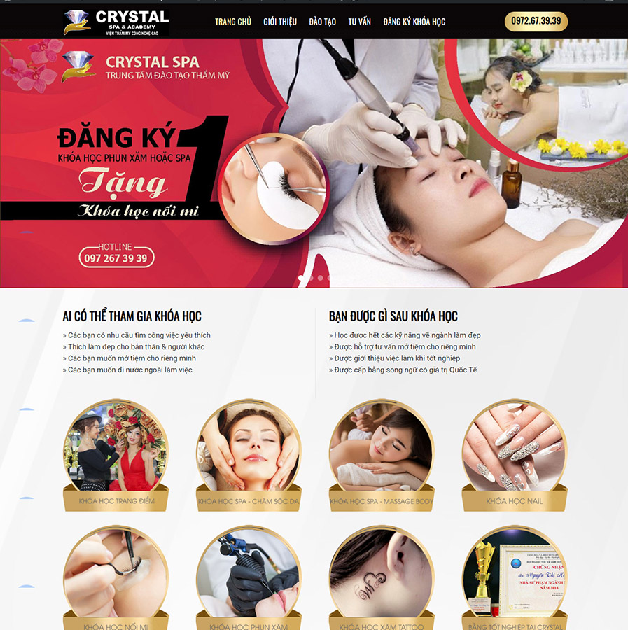 Mẫu website khóa học phun xăm