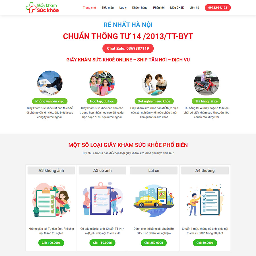 Mẫu website dịch vụ khám sức khỏe 01