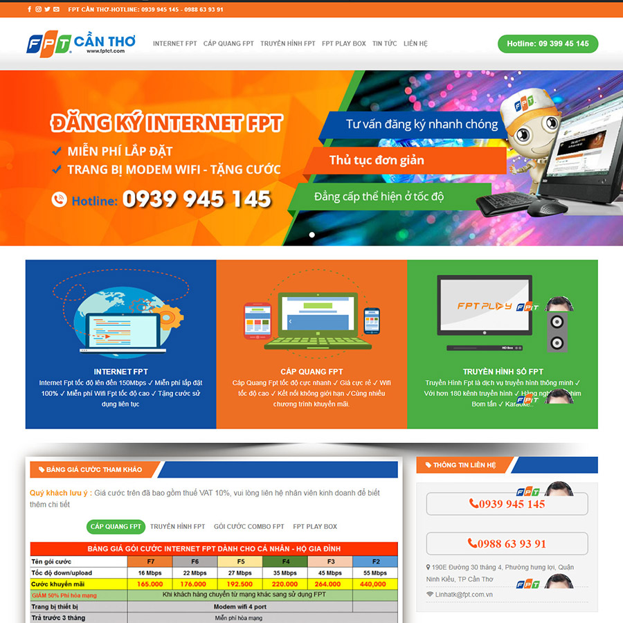 Mẫu website lắp mạng