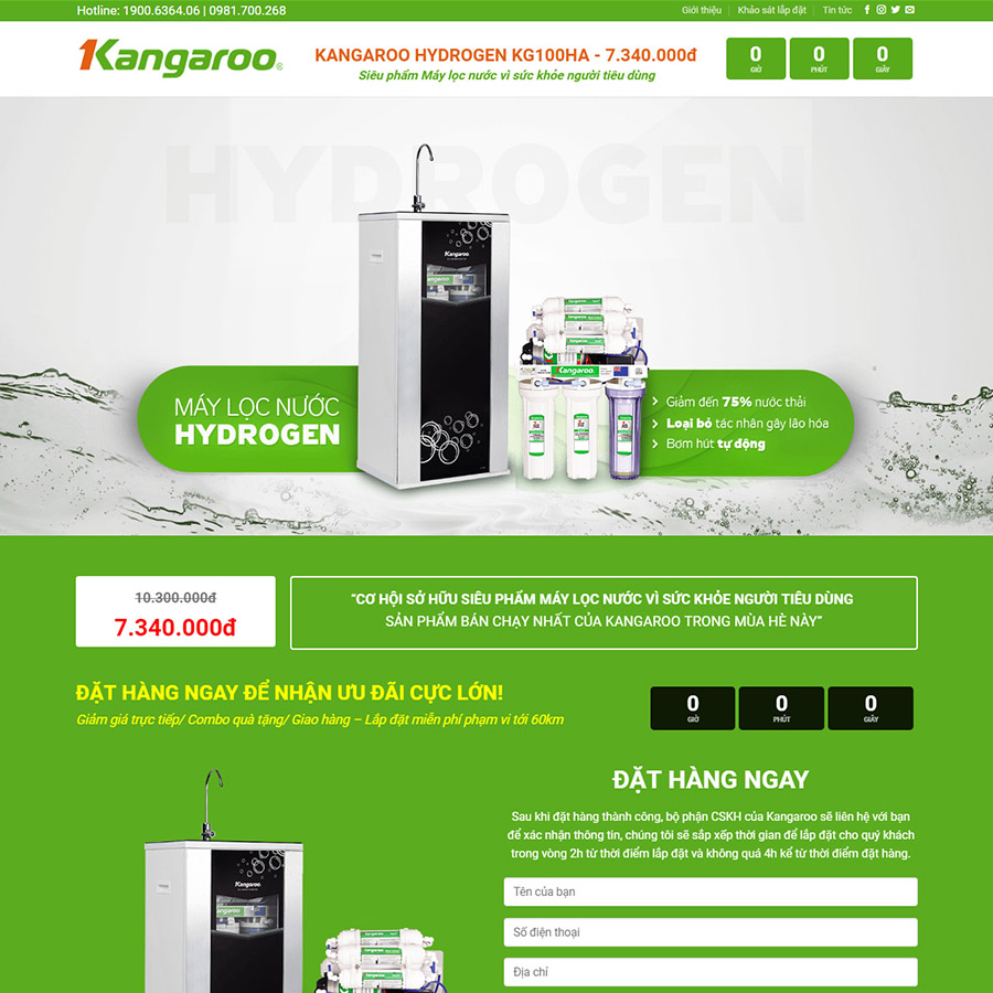 Mẫu website Landing Page lọc nước