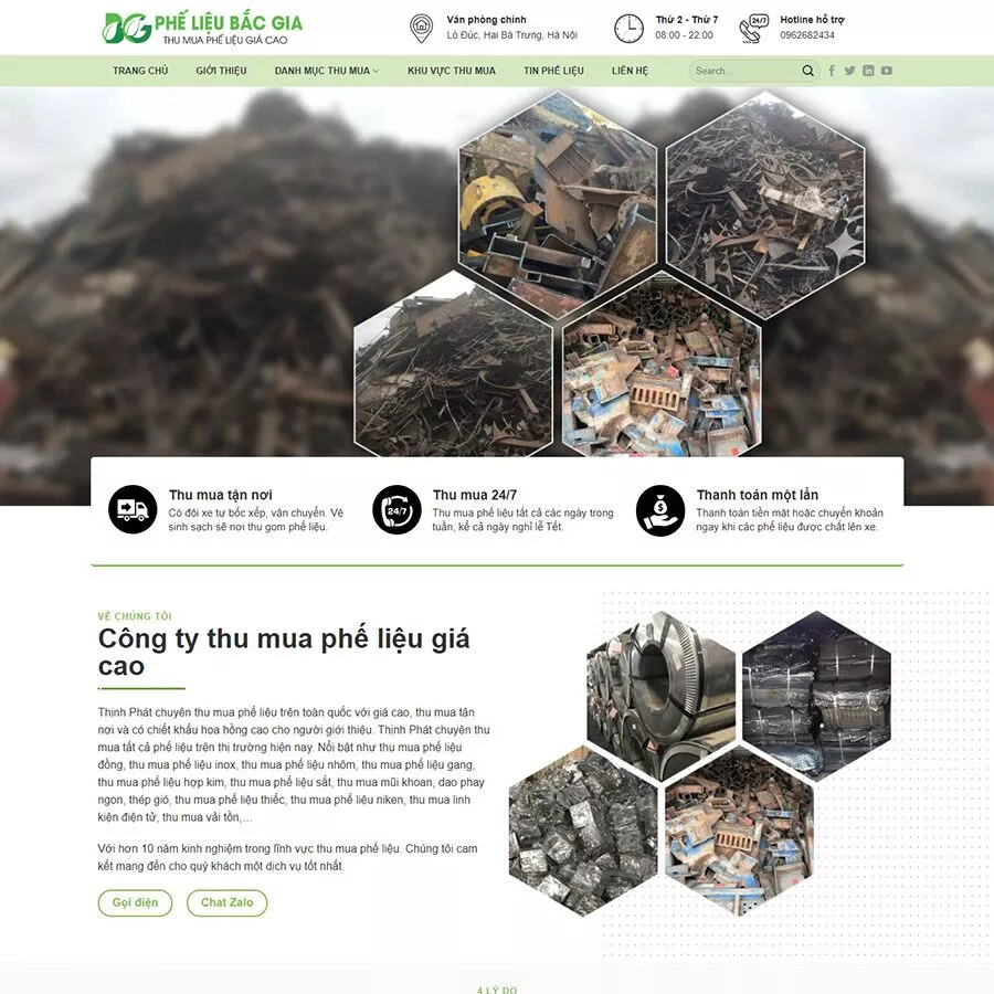 Mẫu website cơ sở bán phế liệu