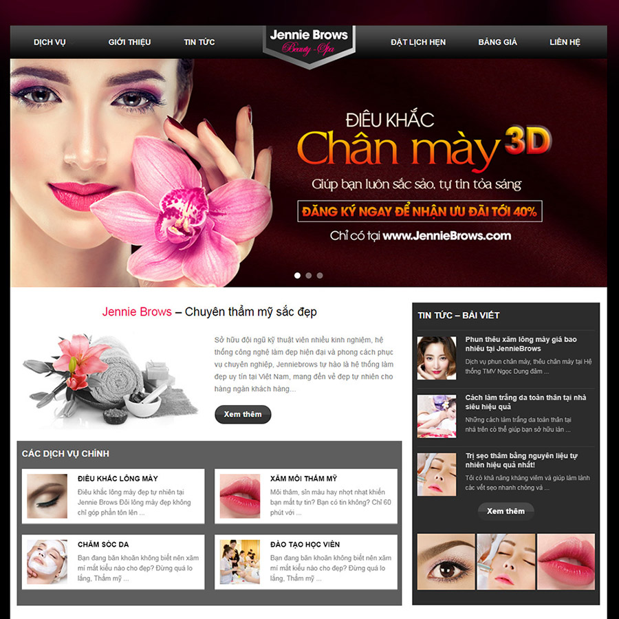 Mẫu website dịch vụ phun xăm
