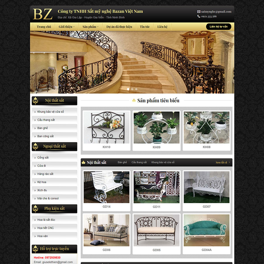Mẫu website dịch vụ sắt mỹ nghệ