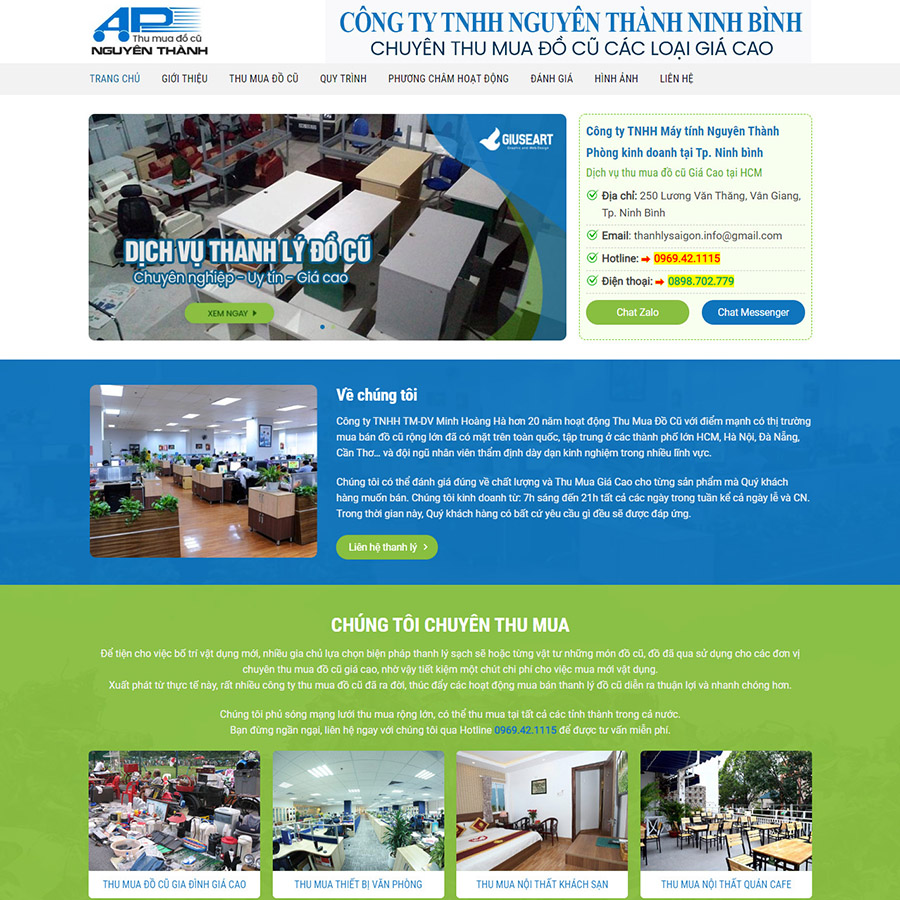 Mẫu website landing page dịch vụ thanh lý 01