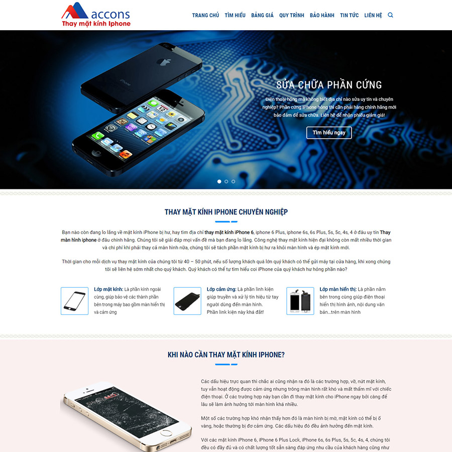 Mẫu website dịch vụ thay kính