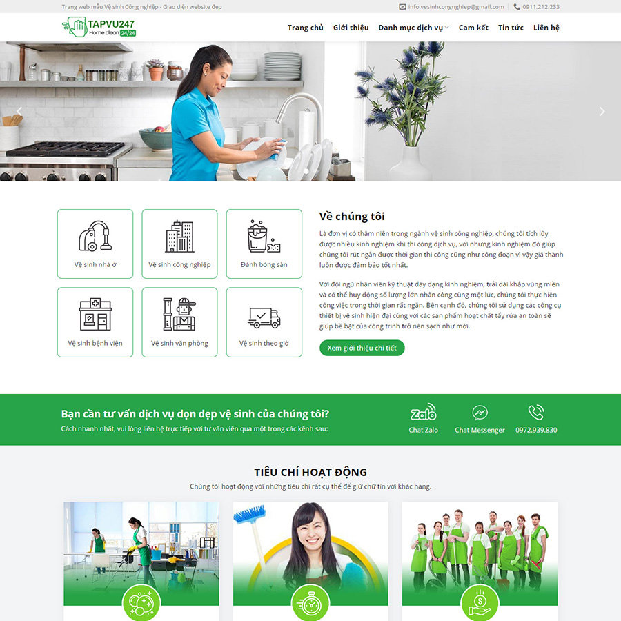 Mẫu website vệ sinh công nghiệp