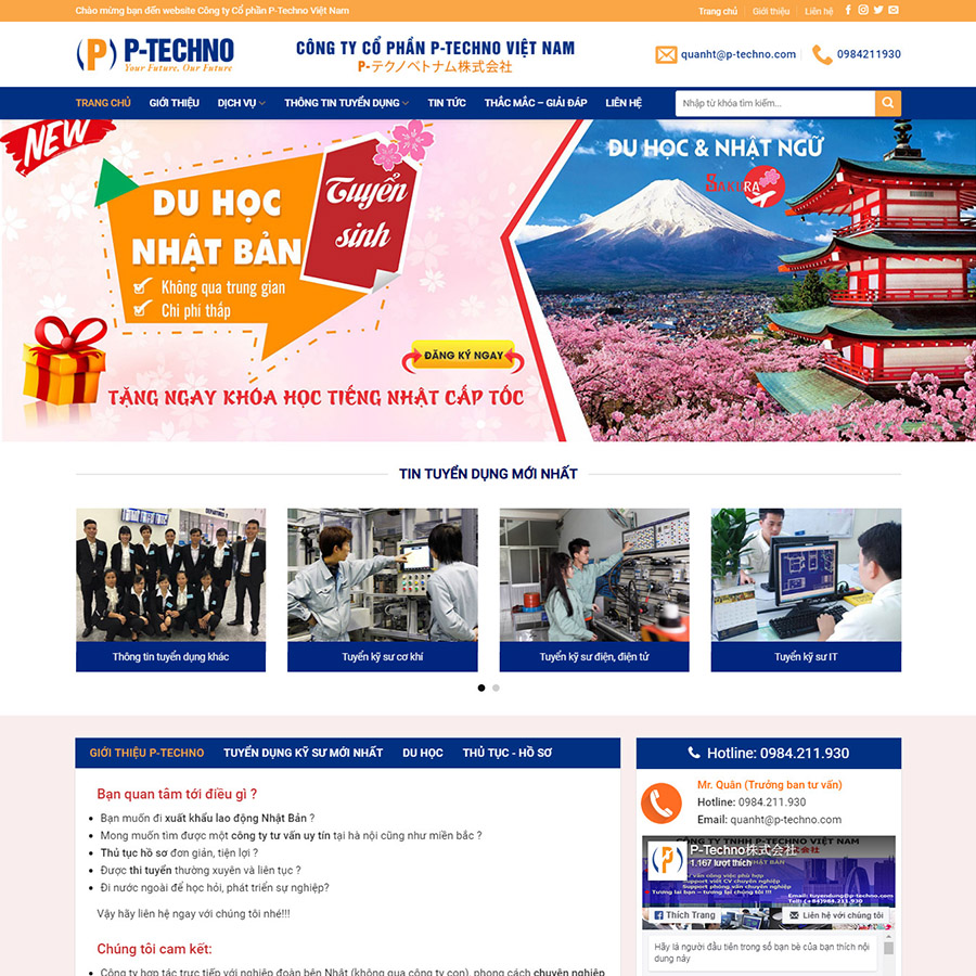 Mẫu website công ty xuất khẩu lao động