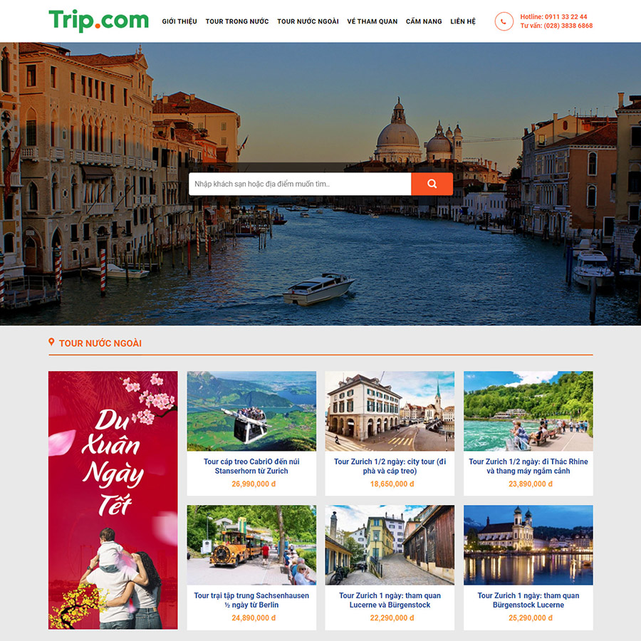 Mẫu website bán tour du lịch 010