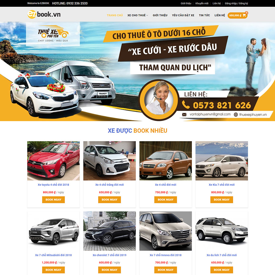Mẫu website dịch vụ cho thuê xe 01