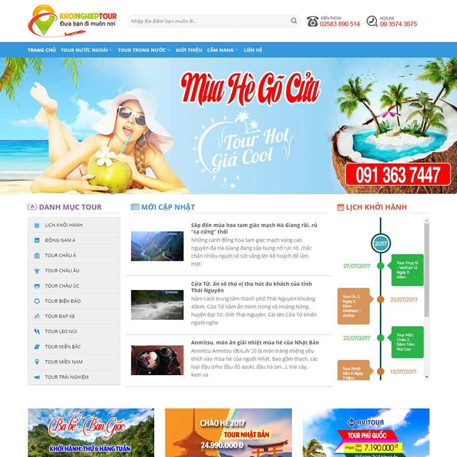 Mẫu website đặt tour du lịch