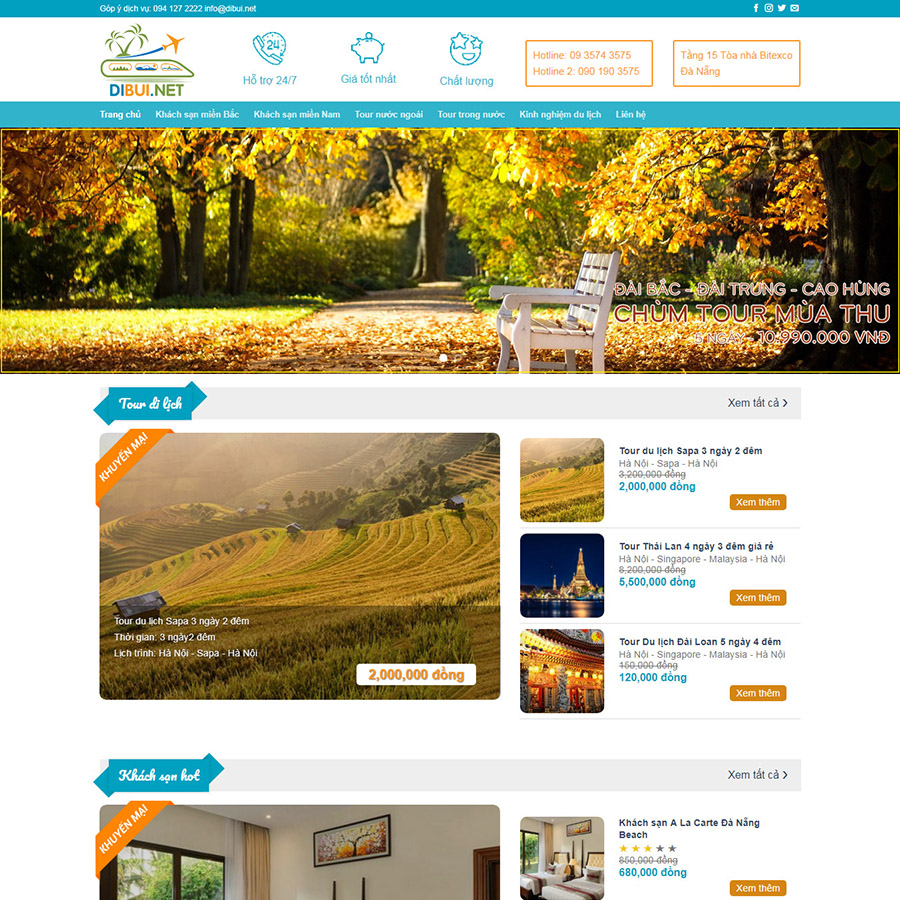 Mẫu website du lịch khách sạn 01