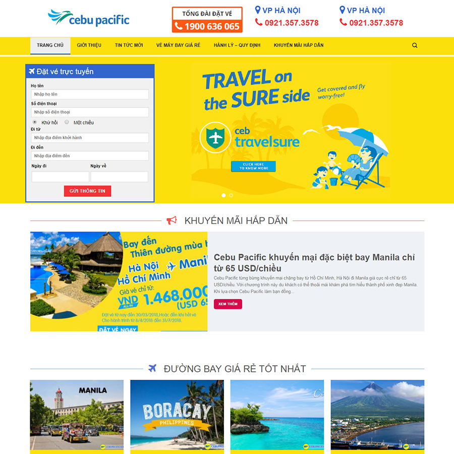 Mẫu website bán vé máy bay