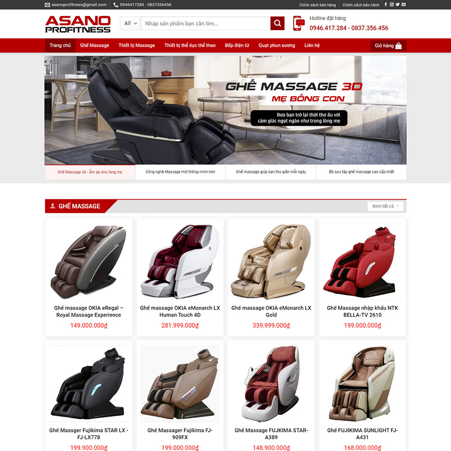 Mẫu website bán ghế matxa