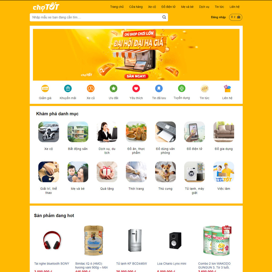 Mẫu website chợ tốt