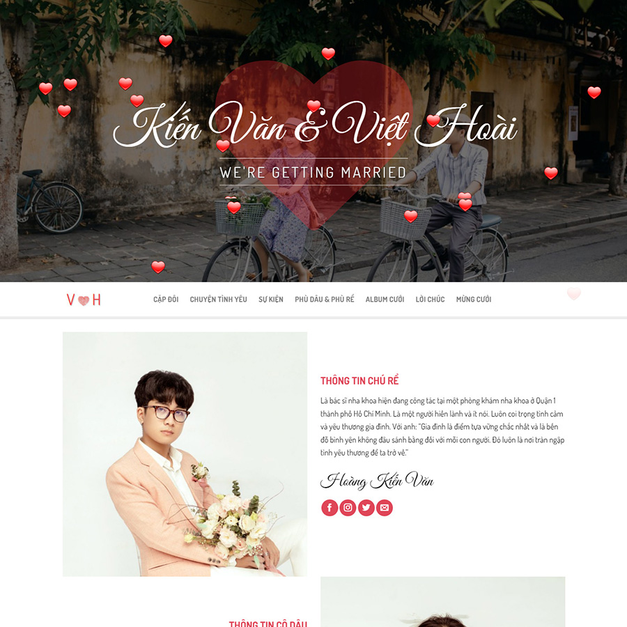 Mẫu website thông báo đám cưới