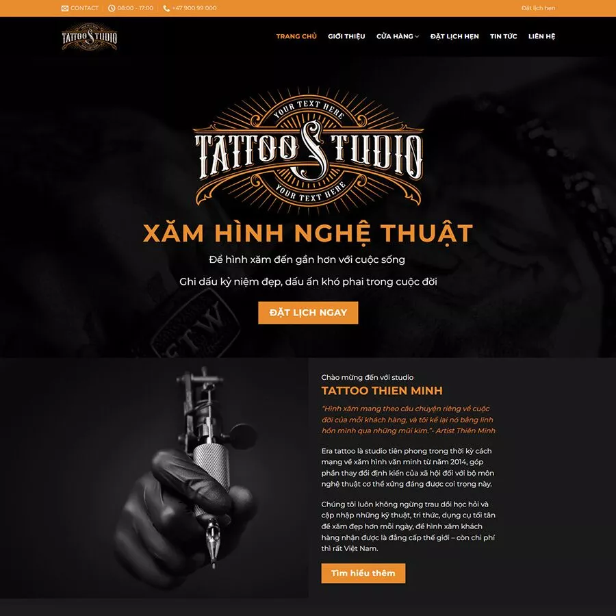 Mẫu website cửa hàng, dịch vụ xăm