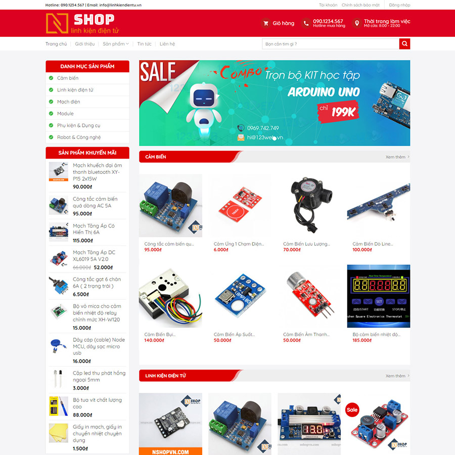 Mẫu website bán linh kiện 01
