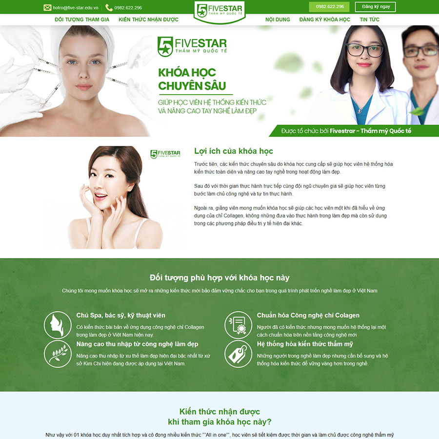 Mẫu website dạy thẩm mỹ