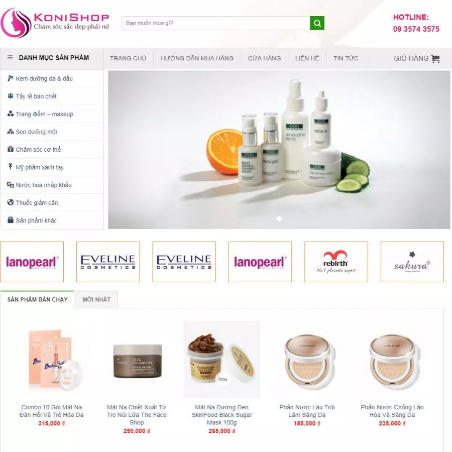 Mẫu website bán mỹ phẩm