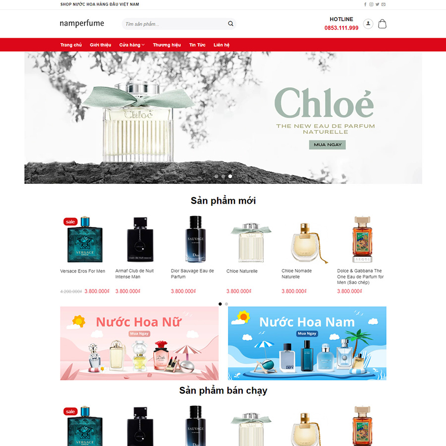 Mẫu website bán nước hoa