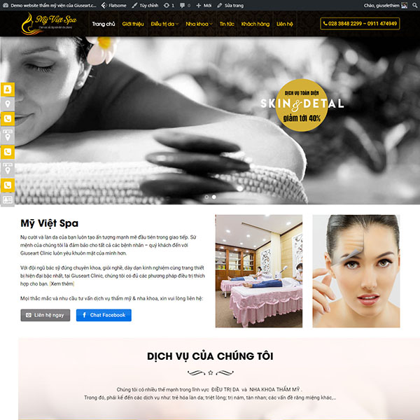 Mẫu website trung tâm Spa