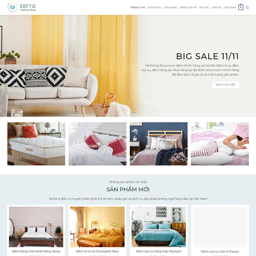 Mẫu website bán nệm